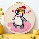 Cute Penguin Embroidery Starter Kit – DIY Cartoon Animal Sewing Art Set for Beginners