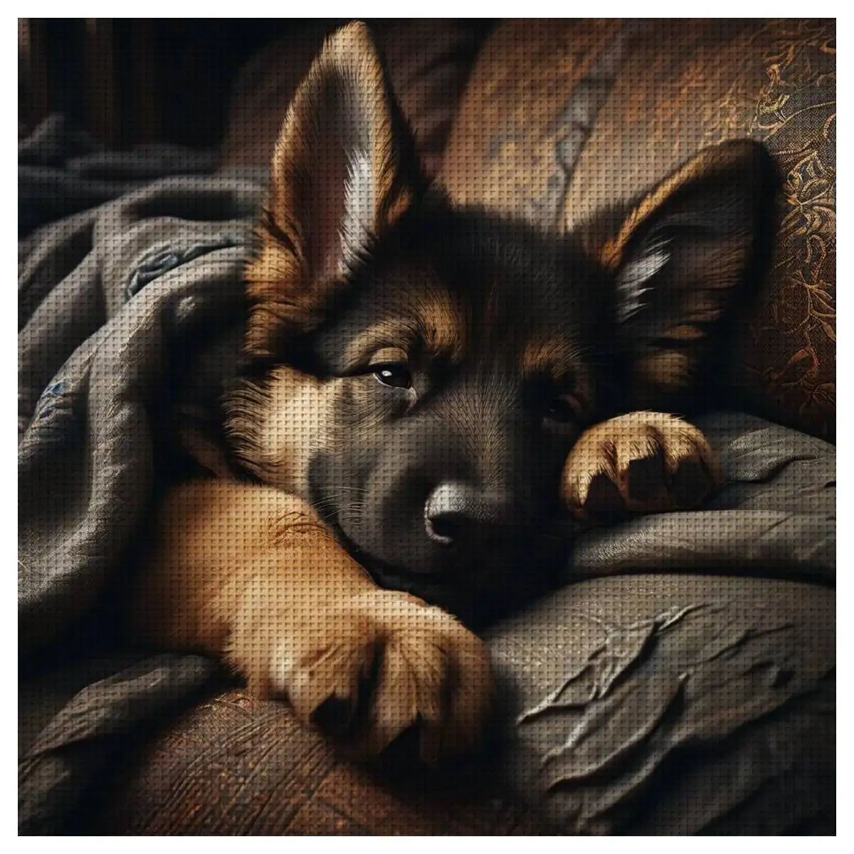 Sleeping Shepherd Puppy Cross Stitch Kit 🐾💤🤎