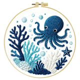 Cute Octopus Embroidery Kit – Ocean Sea Life DIY Hand Embroidery Hoop Art Set