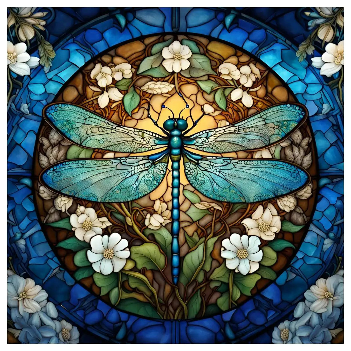 Blue Dragonfly Stained Glass Cross Stitch Kit 🦋💙