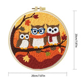 Cute Owl Family Punch Needle Wall Art – Handmade Embroidery Hoop Decor for Nursery & Cozy Rooms