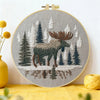 Woodland Moose Embroidery Kit – Rustic Forest DIY Hand Embroidery Hoop Art Set