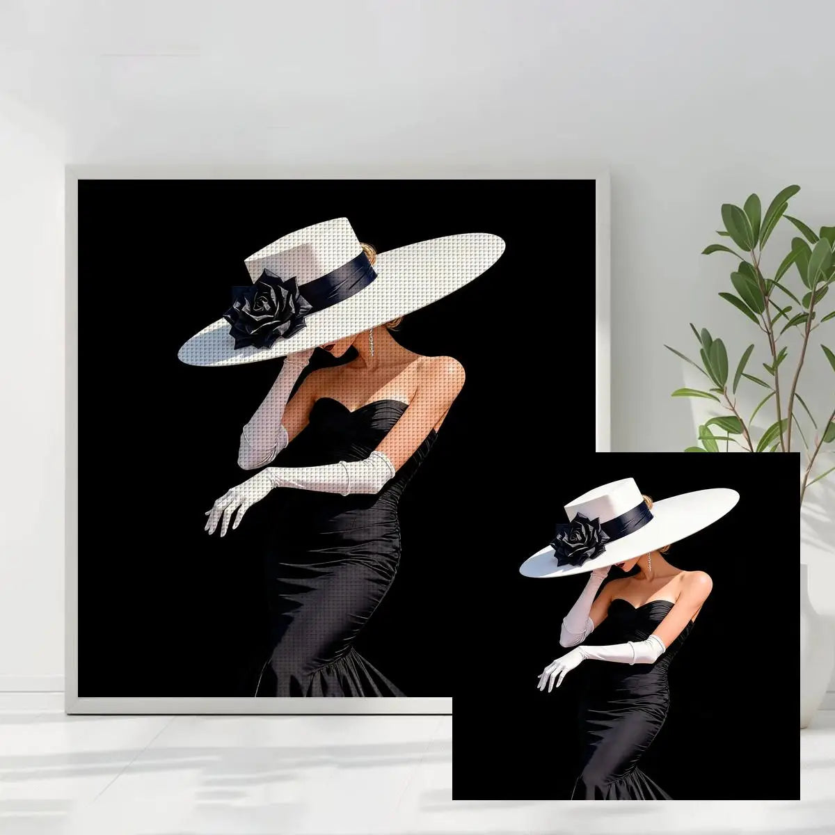 Midnight Elegance Cross Stitch Kit 🖤🤍👒✨