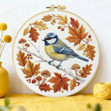 Blue Sparrow on a Branch Embroidery Starter Kit