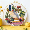 Mediterranean House & Garden Embroidery Starter Kit DIY – Beginner Landscape Hand Embroidery Kit