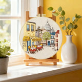 Montmartre Café Embroidery Kit – Paris Street DIY Hand Embroidery Hoop Art Set Kits For Stitchers