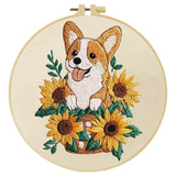 Sunflower Corgi Embroidery Kit Kits For Stitchers