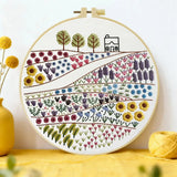Wildflower Meadow Embroidery Kit – Countryside Floral DIY Hand Embroidery Hoop Art Set Kits For Stitchers