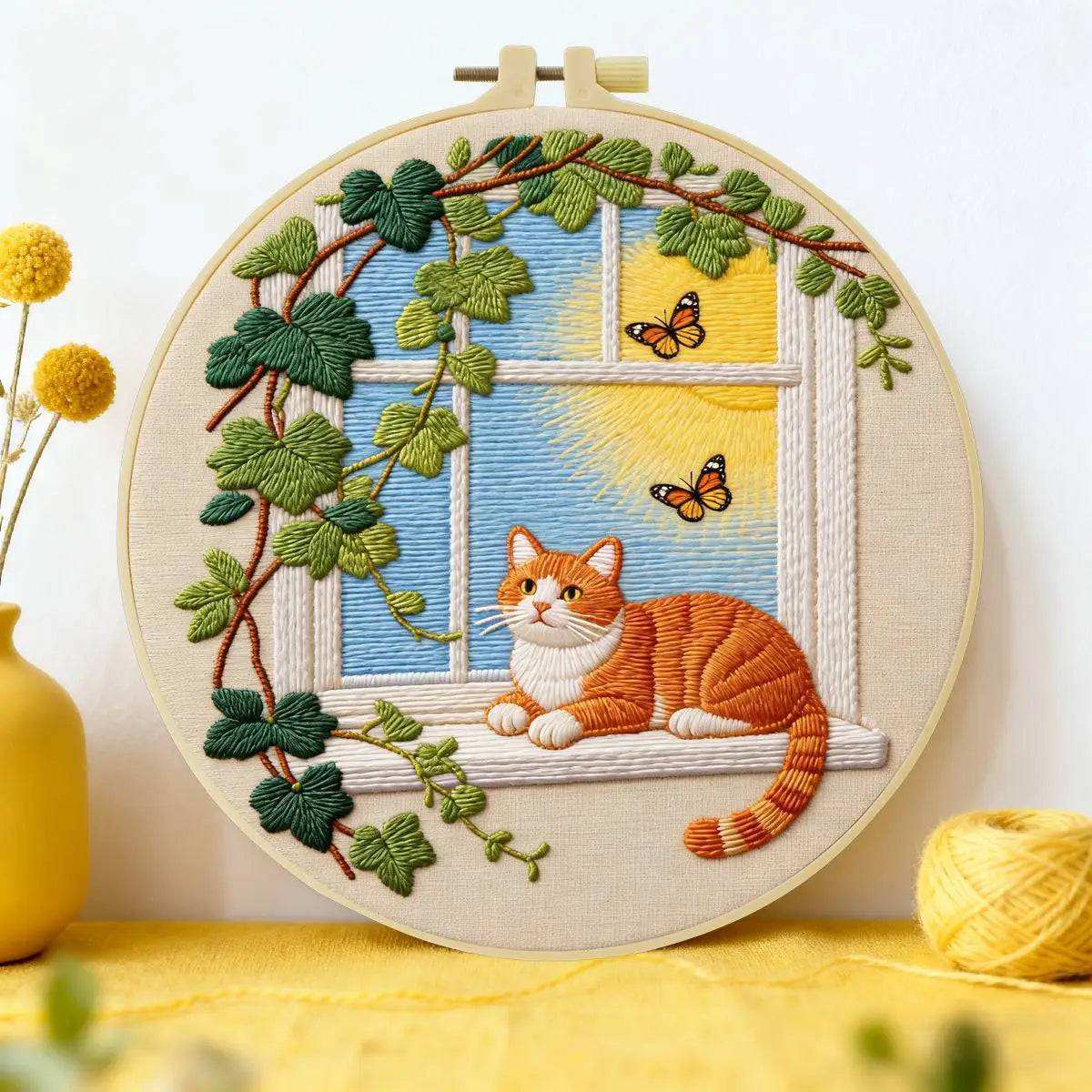 Windowsill Kitten Embroidery Starter Kit