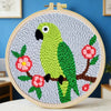 Cute Parrot Punch Needle Wall Art – Handmade Embroidery Hoop Decor for Nursery & Cozy Rooms