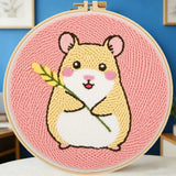 Cute Hamster Punch Needle Wall Art – Handmade Embroidery Hoop Decor for Nursery & Cozy Rooms