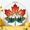 Maple Leaf Mountain Embroidery Kit – Nature Landscape DIY Hand Embroidery Hoop Art Set