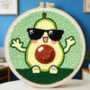 Cute Avocado Punch Needle Wall Art – Handmade Embroidery Hoop Decor for Nursery & Cozy Rooms