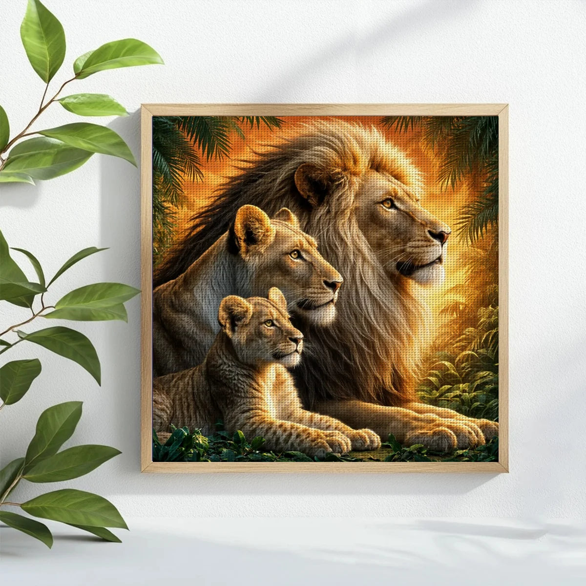 Lion Family Cross Stitch Kit 🦁👑✨🌿