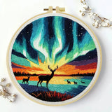 Northern Lights Deer Embroidery Kit Kits For Stitchers
