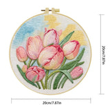 Pink Tulip Flower Embroidery Kit – DIY Floral Hoop Art for Beginners & Garden Lovers
