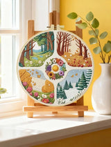 Four Seasons Landscape Embroidery Kit – Spring Summer Fall Winter DIY Sewing Craft, Nature Hoop Wall Art Decor