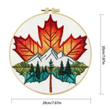 Maple Leaf Mountain Embroidery Kit – Nature Landscape DIY Hand Embroidery Hoop Art Set