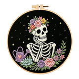 Floral Skeleton Embroidery Kit – Set of 3