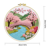 Cherry Blossom Bridge Embroidery Kit – Japanese Spring Garden Landscape Design Kits For Stitchers