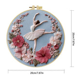 Handmade Ballerina Floral Embroidery Hoop Wall Art – Elegant Ballet Dancer Fiber Decor