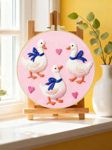 Cute Goose Family Embroidery Kit – DIY Animal Hoop Art for Beginners & Kids Craft Lovers
