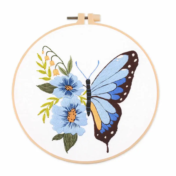 Floral Butterfly Hand Embroidery Kit
