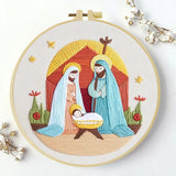 Nativity Scene Embroidery DIY Kit – Christmas Religious Beginner Stitching Kit with Hoop, Pattern & Threads The Stichers Heavane
