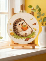 Cute Autumn Hedgehog & Pumpkin Embroidery Kit Kits For Stitchers