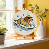 Surfing Dachshund Embroidery Kit Kits For Stitchers