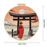 Japanese Torii Gate Embroidery Kit – Mount Fuji Sunset DIY Hand Embroidery Hoop Art Set