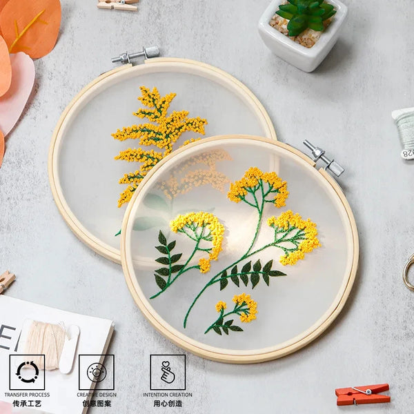 Transparent Double-Sided Flower Embroidery Starter Kit