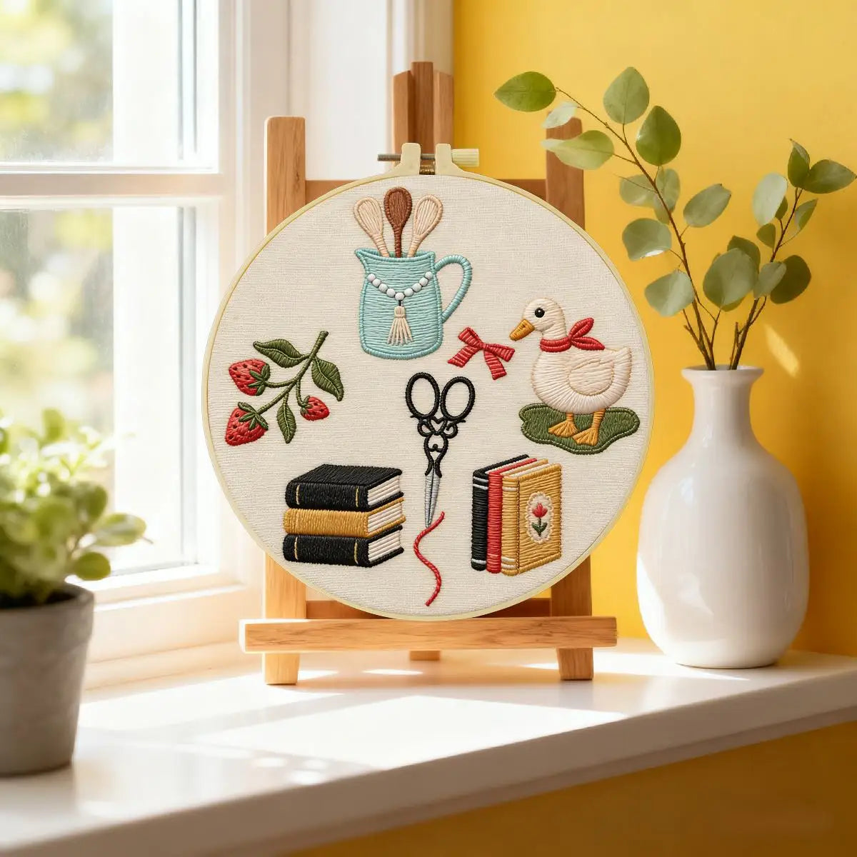 Cottagecore Embroidery Kit for Beginners – DIY Hand Embroidery Hoop Set
