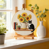 Black Kitten & Sunflower Embroidery Starter Kit