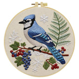 Blue Jay Bird Embroidery Kit for Beginners – DIY Nature Hand Embroidery Hoop Set