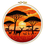 African Safari Sunset Embroidery Kit Kits For Stitchers
