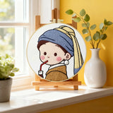 Cute Girl Drinking Coffee Embroidery Starter Kit DIY – Beginner Cartoon Hand Embroidery Kit