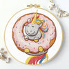 Unicorn Donut Embroidery DIY Kit – Cute Kawaii Beginner Stitching Kit with Hoop, Pattern & Threads