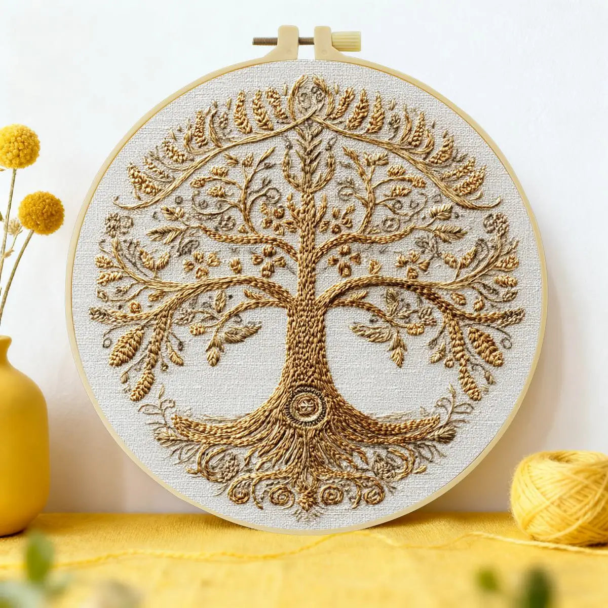 Tree of Life Embroidery Kit for Beginners – DIY Hand Embroidery Hoop Set
