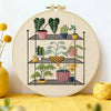 Indoor Plant Shelf Embroidery Kit – Cozy Houseplants DIY Hand Embroidery Hoop Art Set Kits For Stitchers